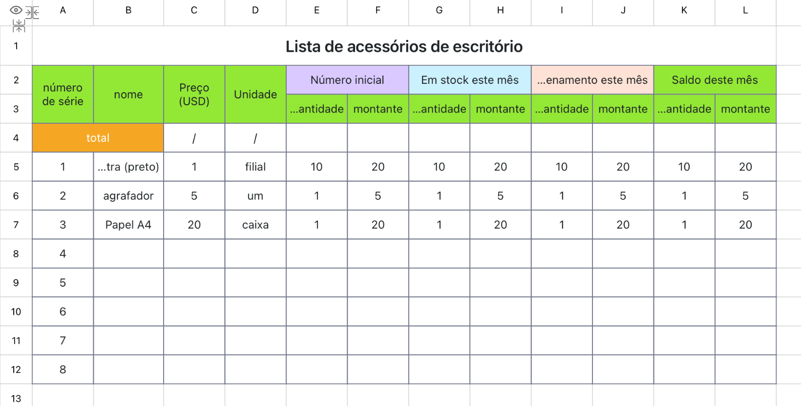 Lista de acessórios de escritório1